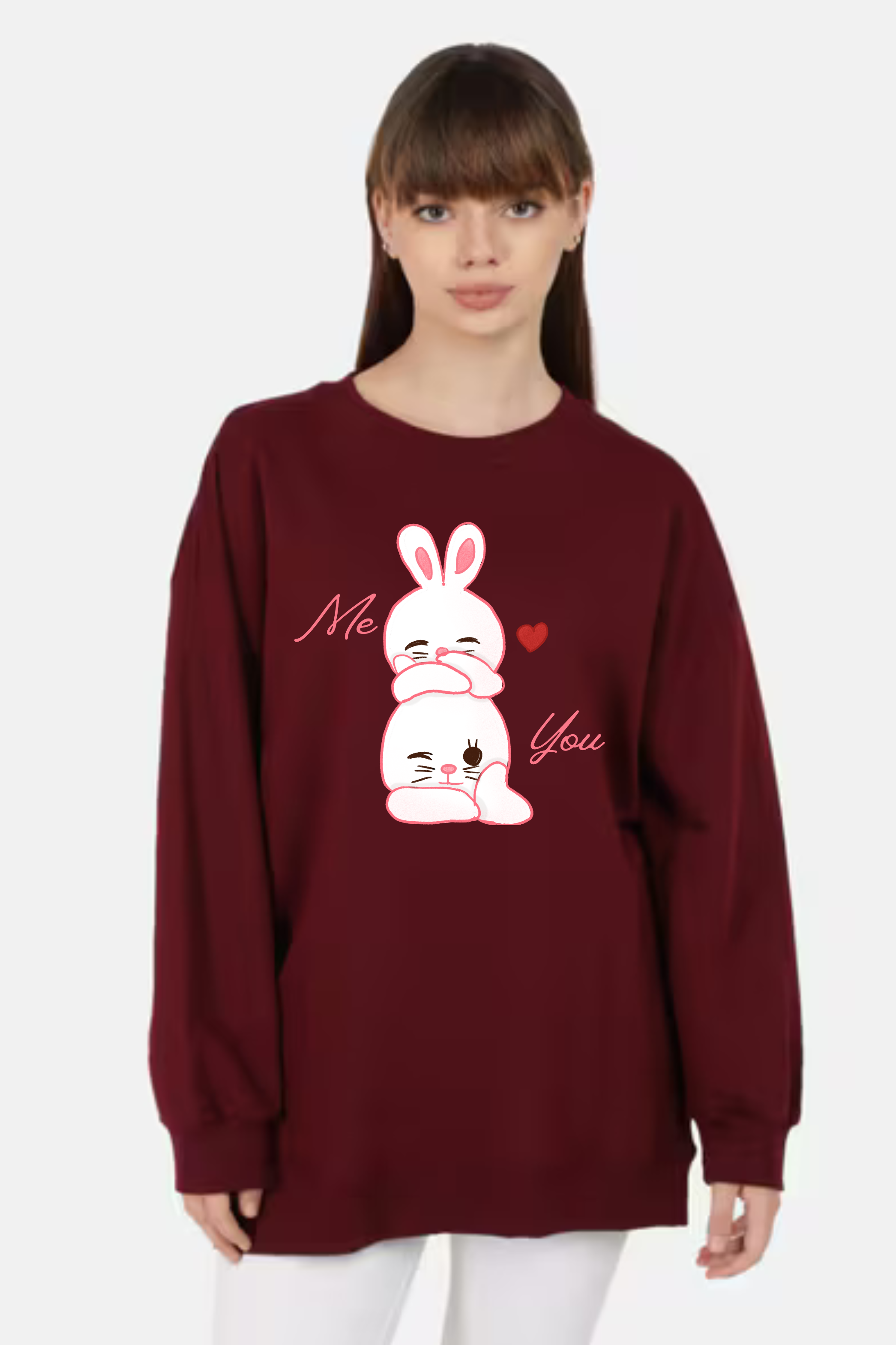 Me & You Oversized Graphic Printed Sweatshirt For Women [ Heavyweight 400 GSM ]