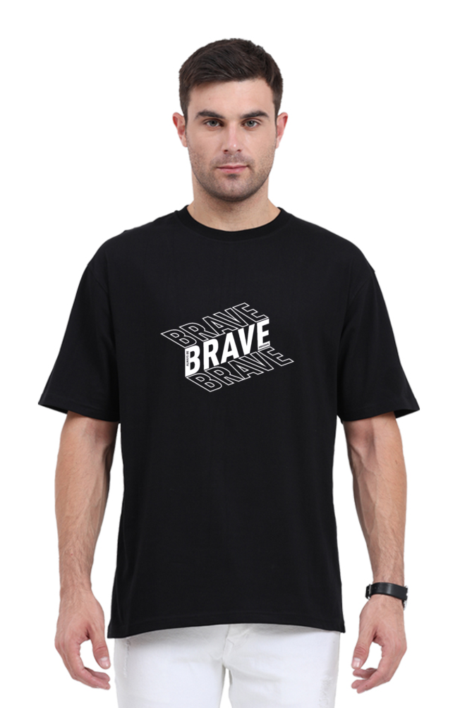 Brave Graphic Printed  Standard Oversized T-shirt for Men [180GSM]