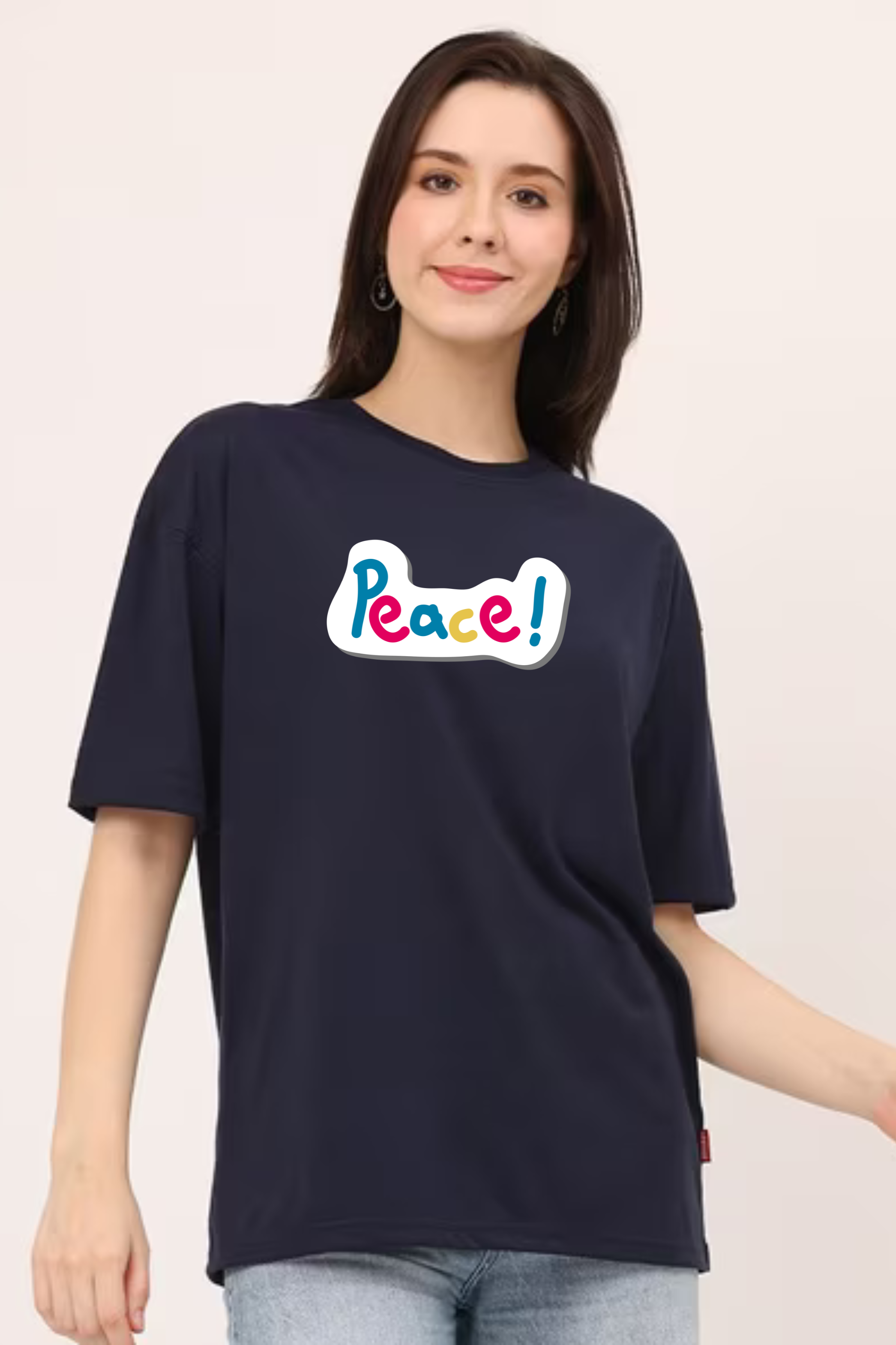 Peace Graphic Printed Classic Oversized T-shirt For Women [240GSM]