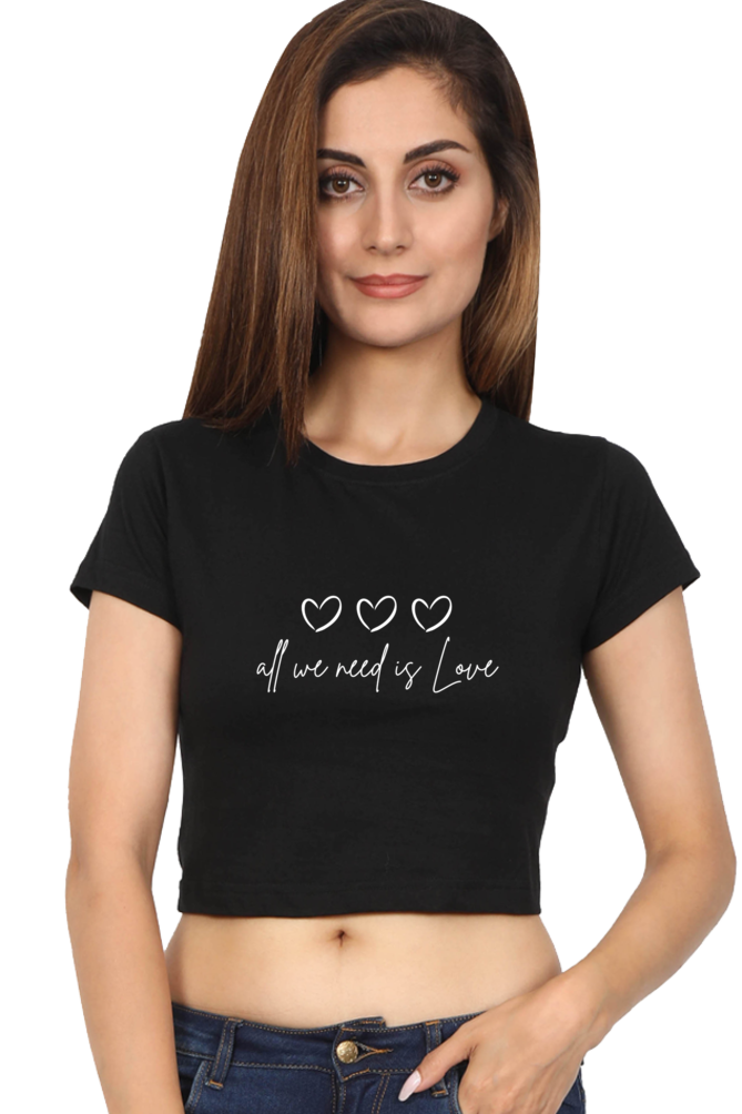All We Need Is Love Printed Crop Top For Women