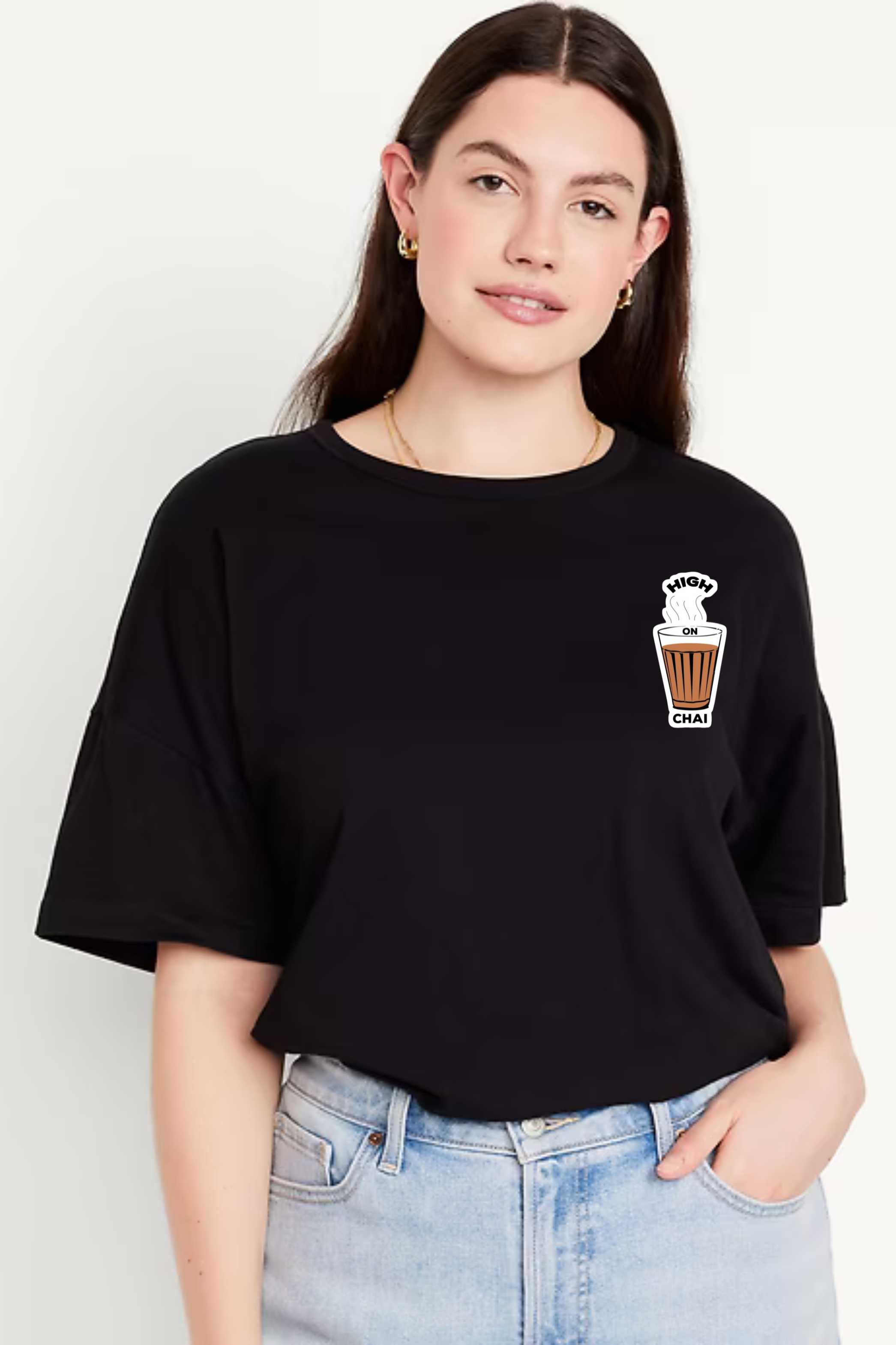 High On Chai Graphic Printed Classic Oversized T-shirt For Women [240GSM]
