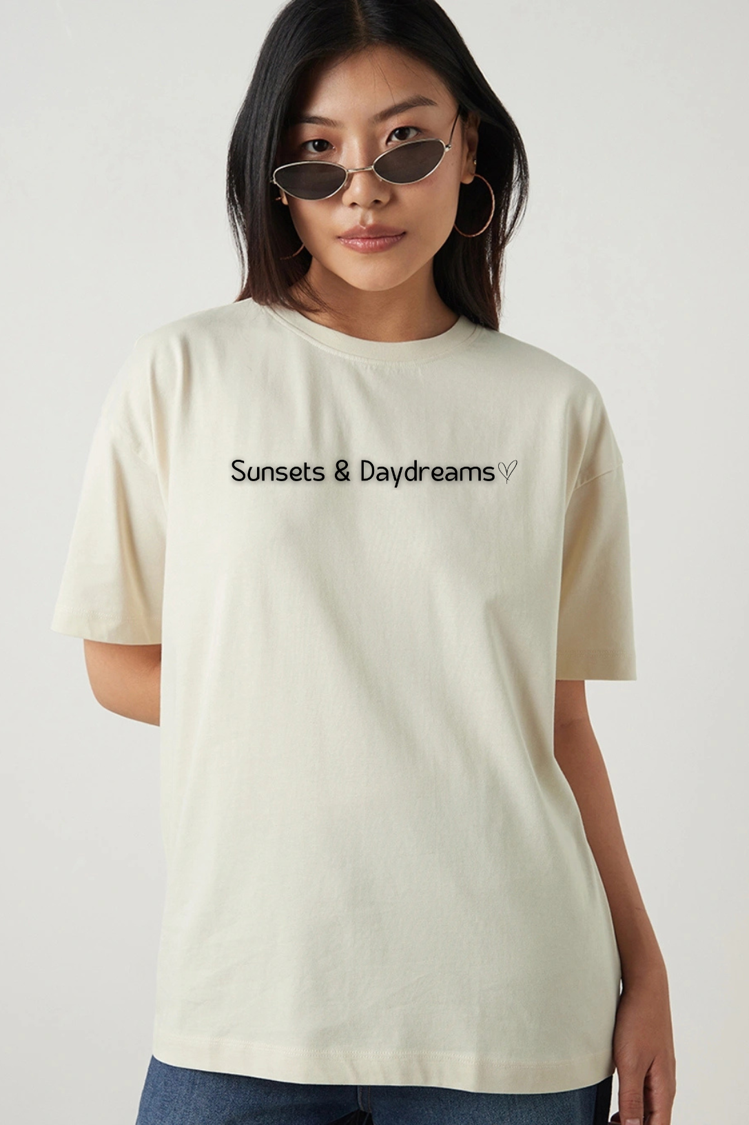 Sunsets & Daydreams Graphic Printed Classic Oversized T-shirt For Women [240GSM]