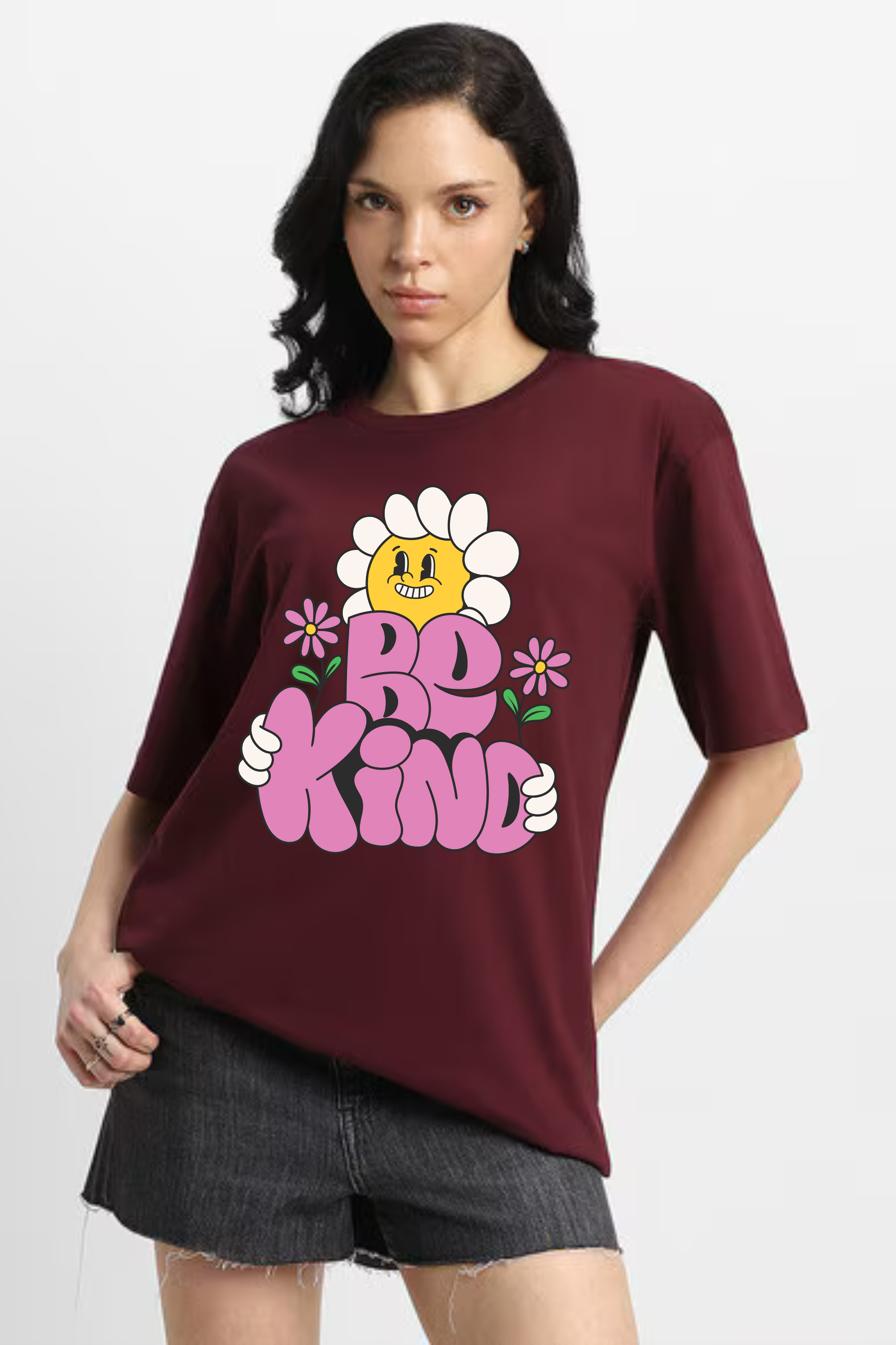 Be Kind Graphic Classic Oversized T-shirt for Women [240 GSM]