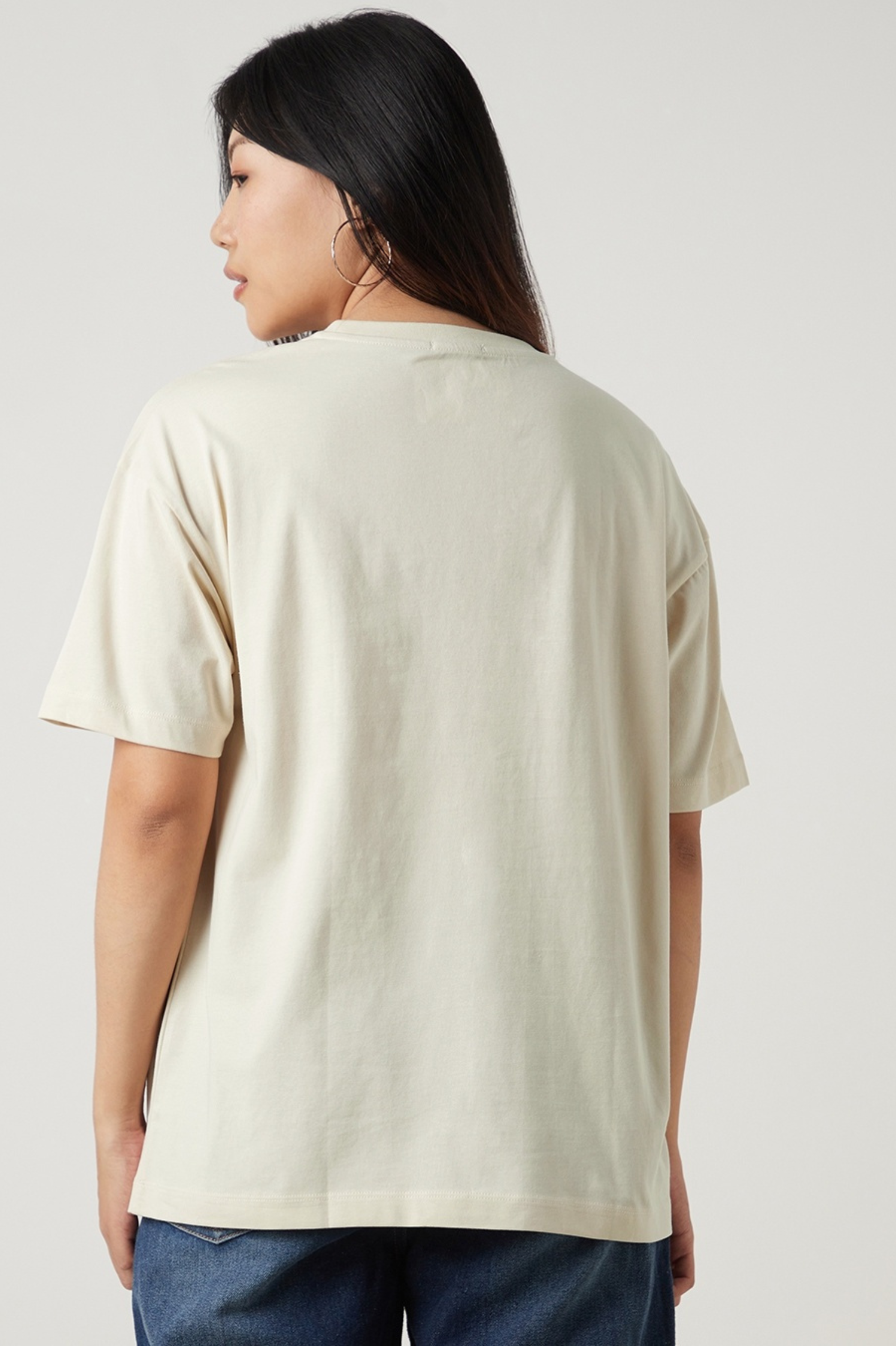 Solid Off White Oversized Classic T-shirt for Women[240GSM]