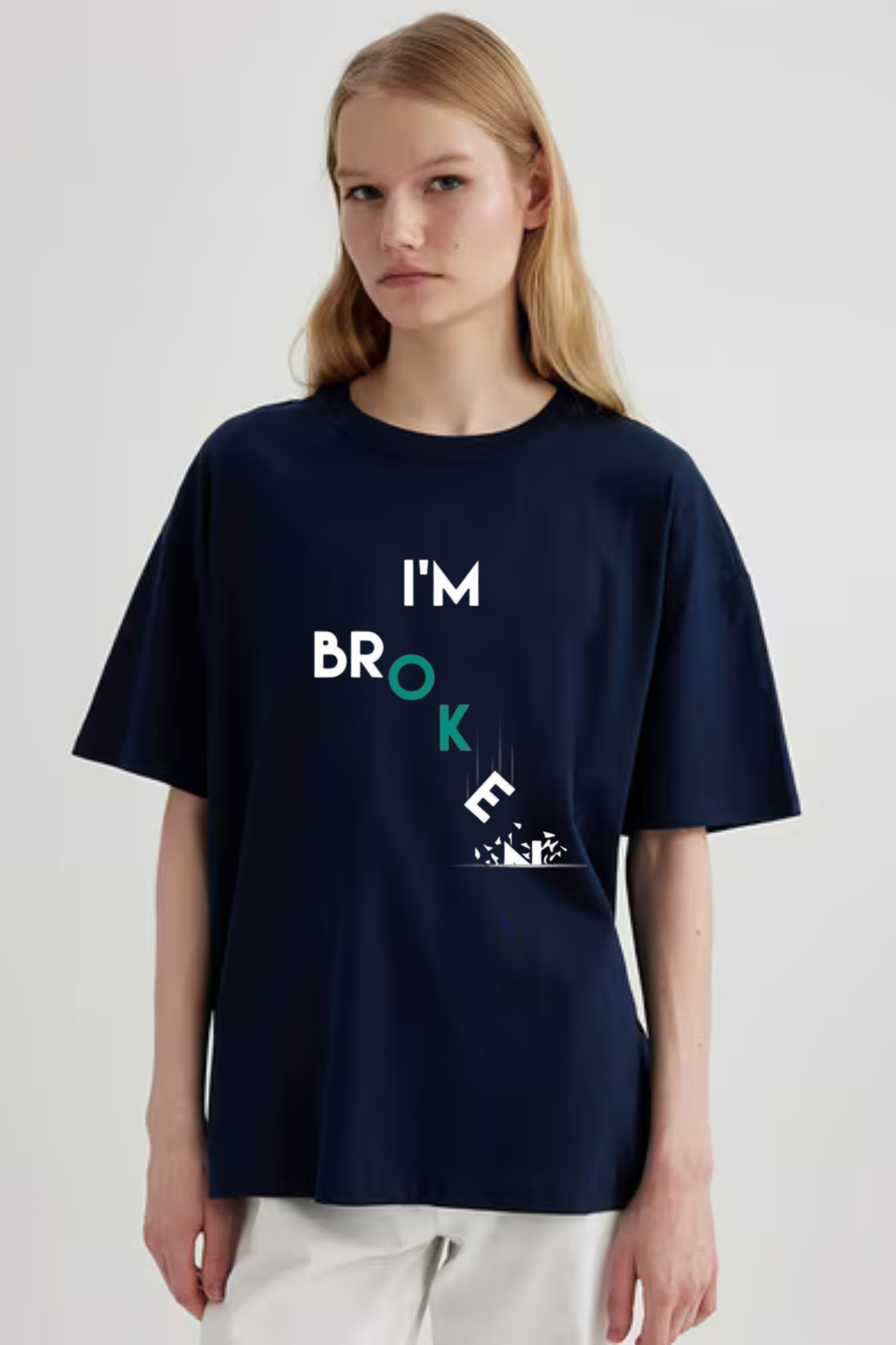 l Am Broken Graphic Printed Classic Oversized T-shirt For Women [240GSM]