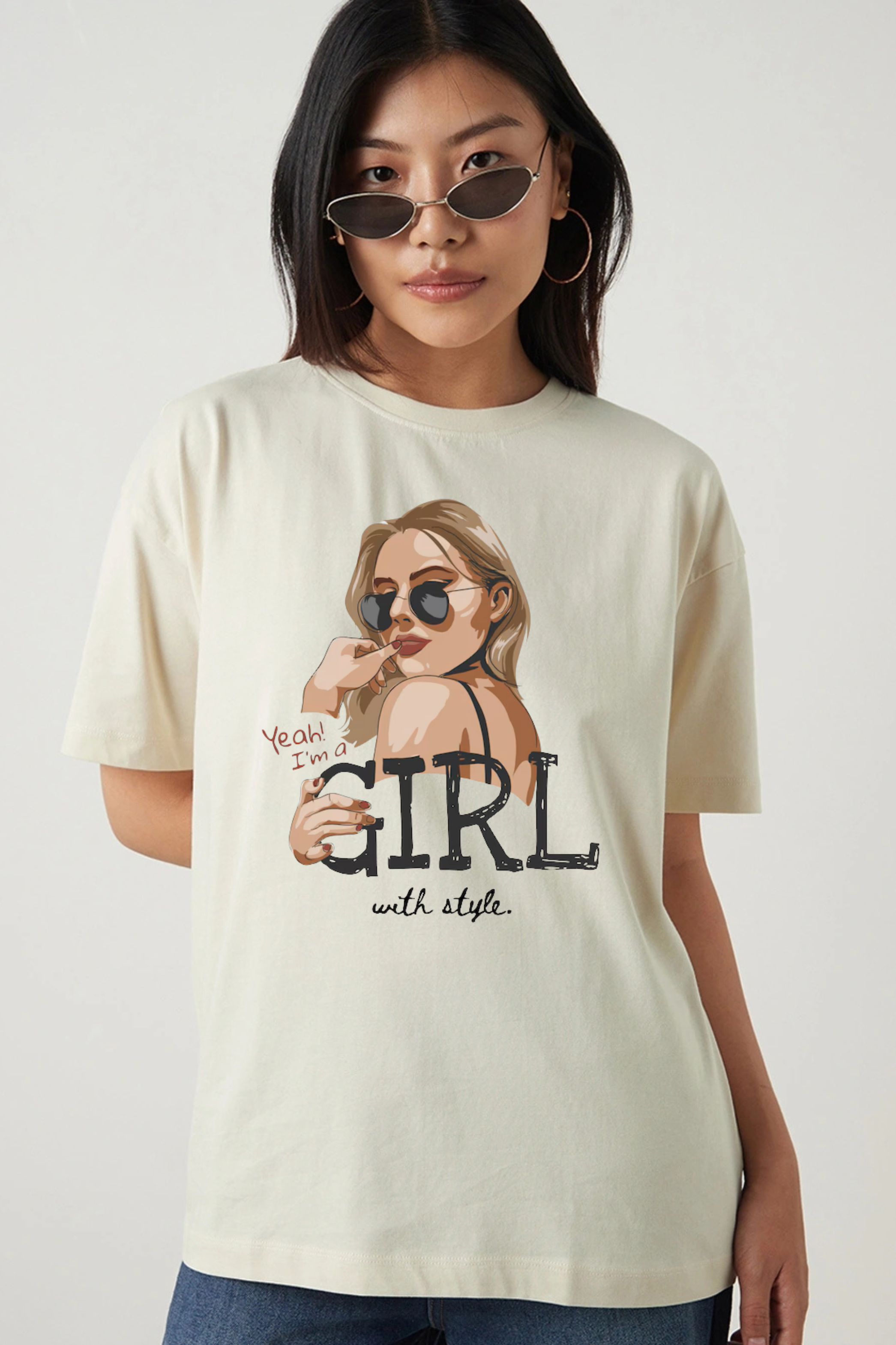 I Am Girl With Style Graphic Printed Classic Oversized T-shirt For Women [240GSM]
