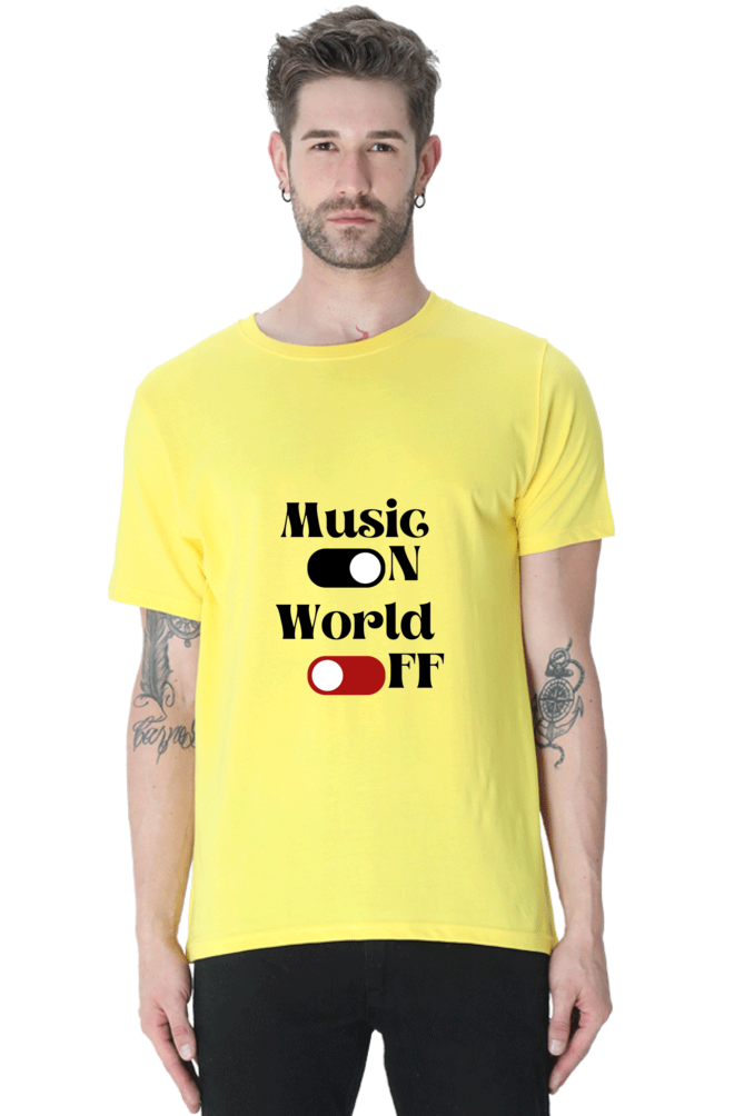 Music On World Off Printed T-shirt for Men