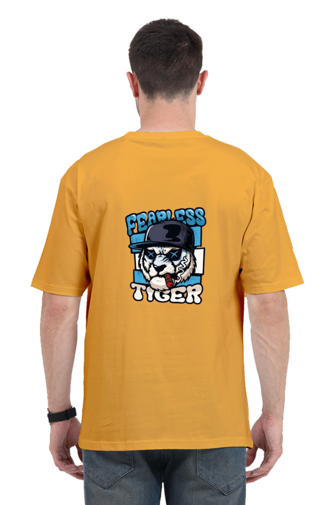 Fearless Tiger Graphic Front And Back Printed Classic  Oversized T-shirt for Men [240 GSM]