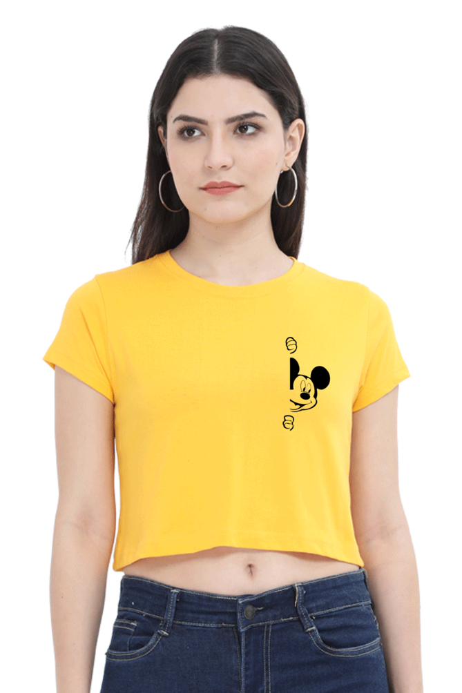 Micky Graphic Printed Crop Top For Women