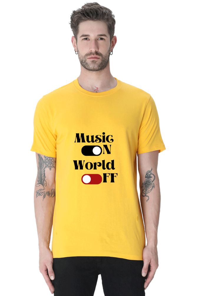 Music On World Off Printed T-shirt for Men