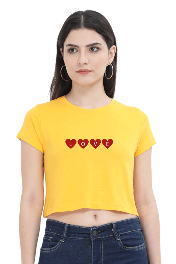 Love Heart Printed Crop Top For Women