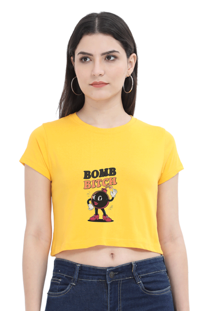 Bomb Bitch Printed Crop Top For Women