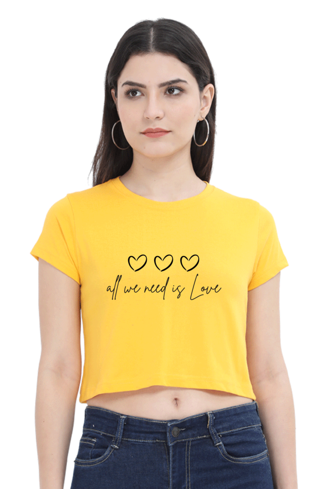 All We Need Is Love Printed Crop Top For Women