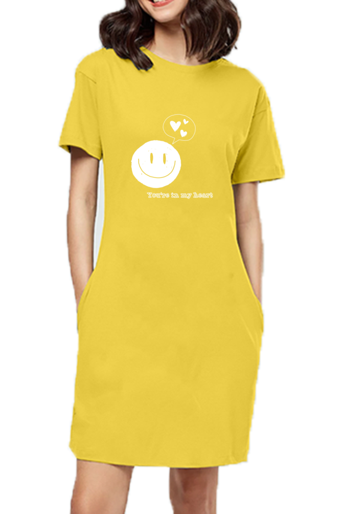 You Are In My Heart Printed T-Shirt Dress For Women