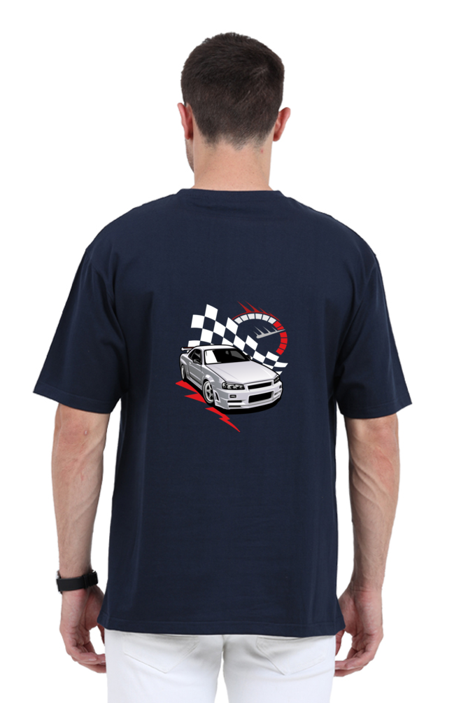 Speed Car Graphic Printed Classic Oversized T-shirt for Men [240gsm]