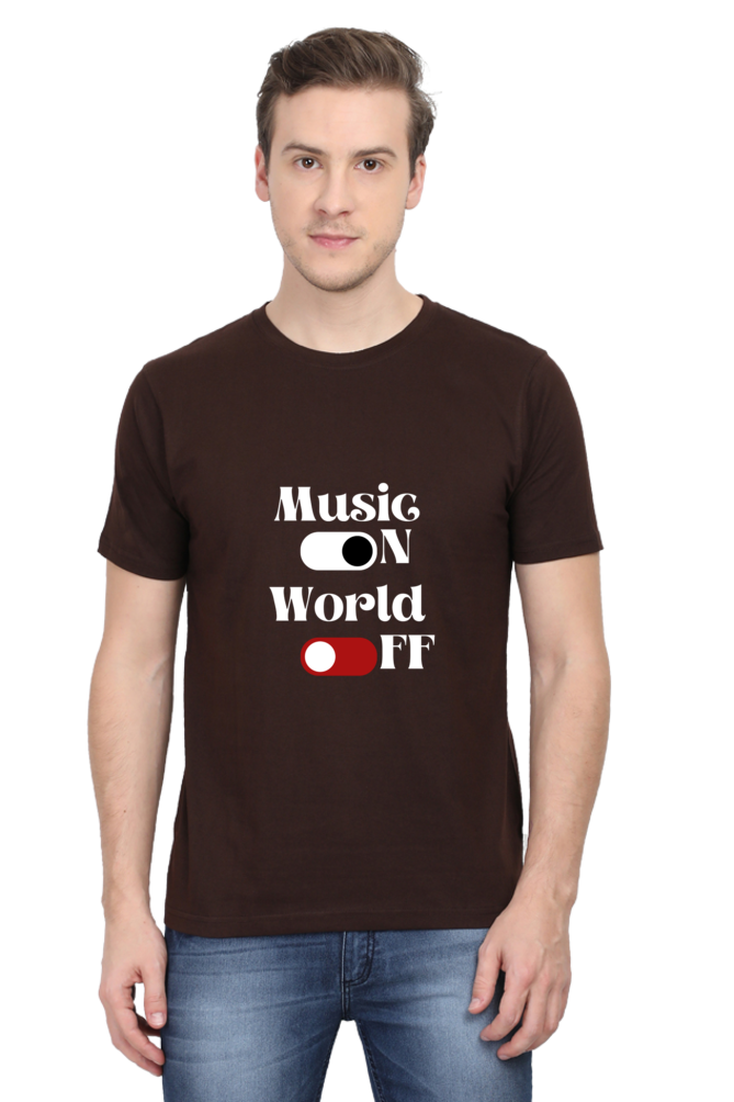 Music On World Off Printed T-shirt for Men