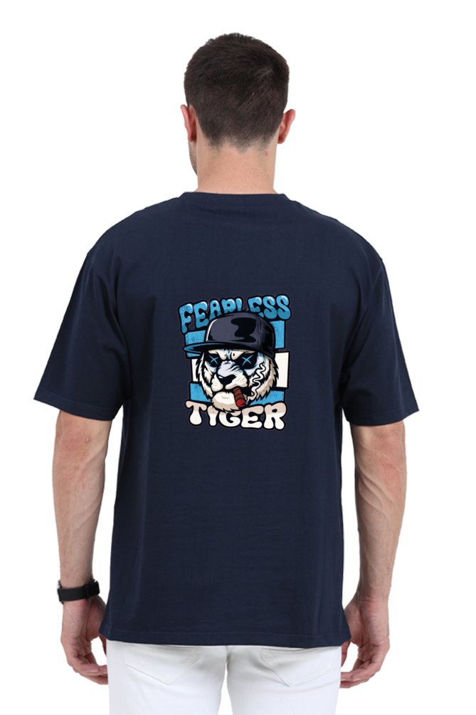 Fearless Tiger Graphic Front And Back Printed Classic  Oversized T-shirt for Men [240 GSM]
