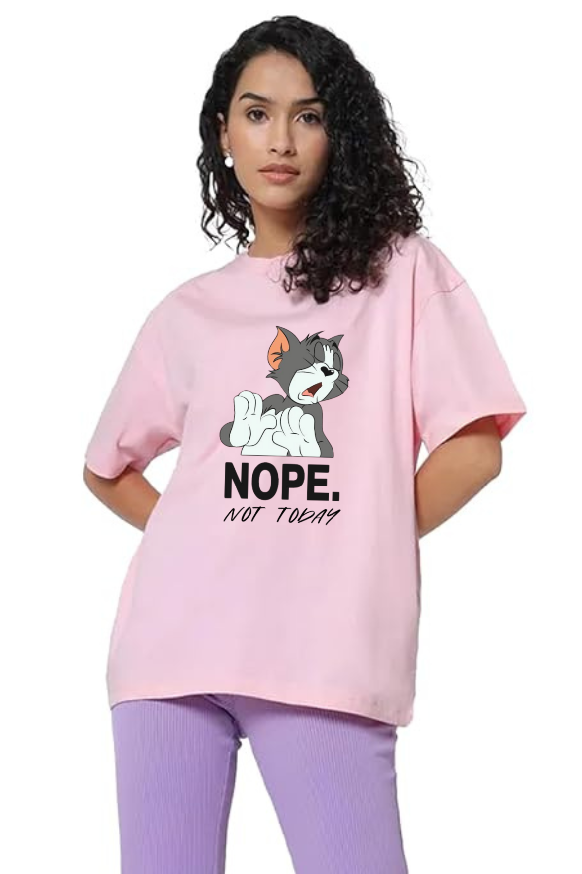 Nope Not Today Graphic Printed Classic Oversized T-shirt For Women [240GSM]