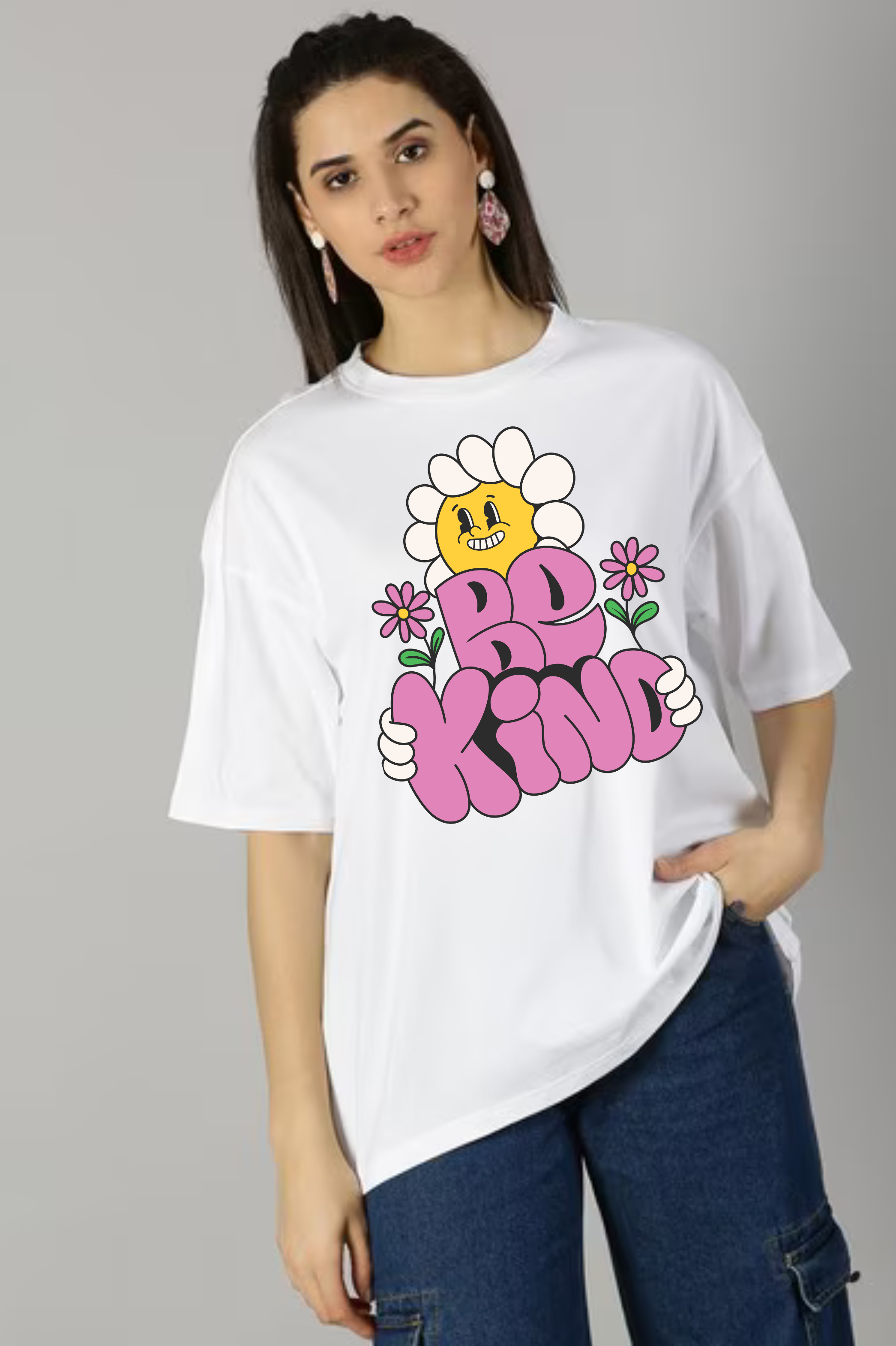 Be Kind Graphic Classic Oversized T-shirt for Women [240 GSM]