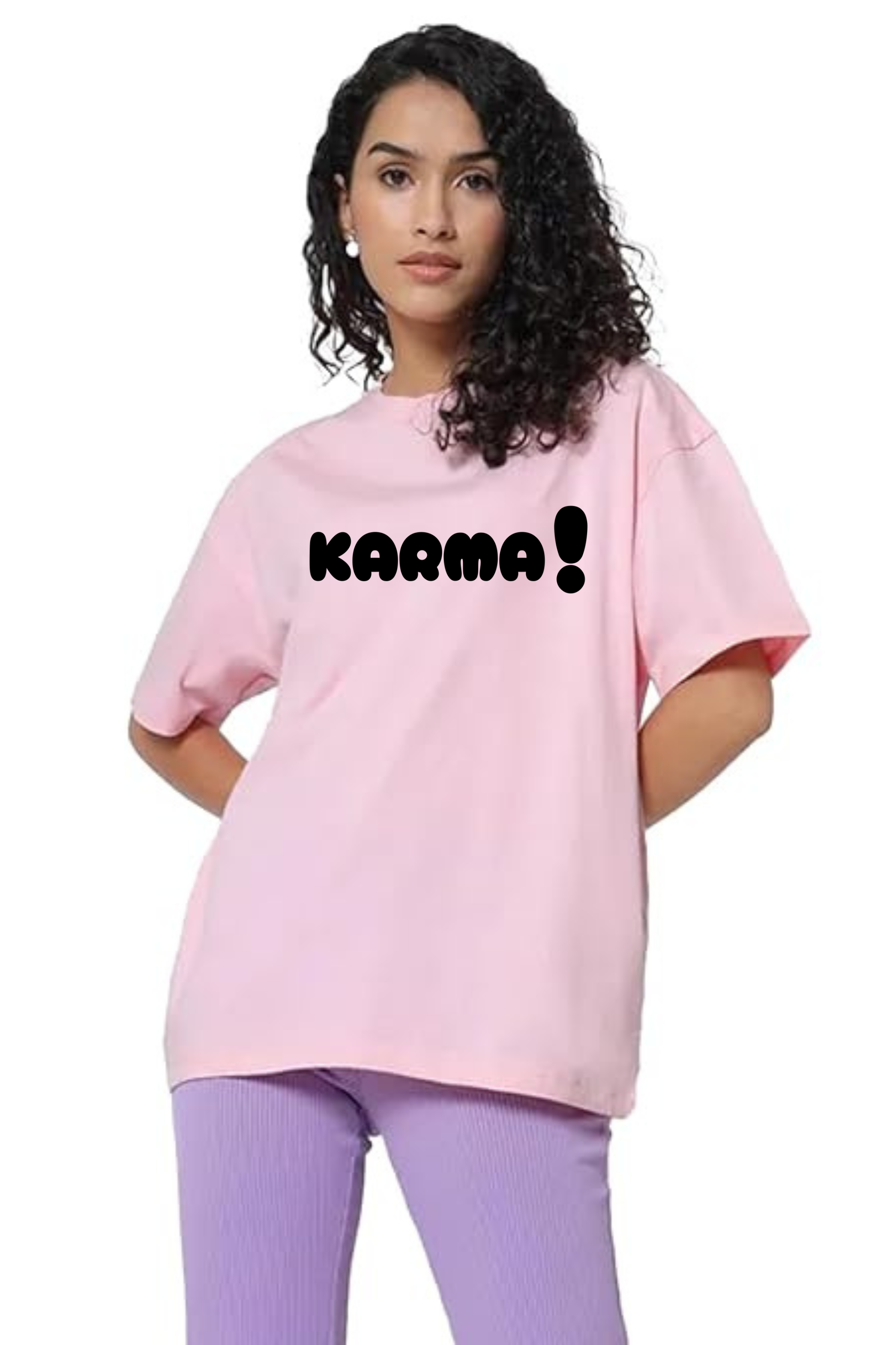 Karma Graphic Printed Classic Oversized T-shirt For Women 240GSM]