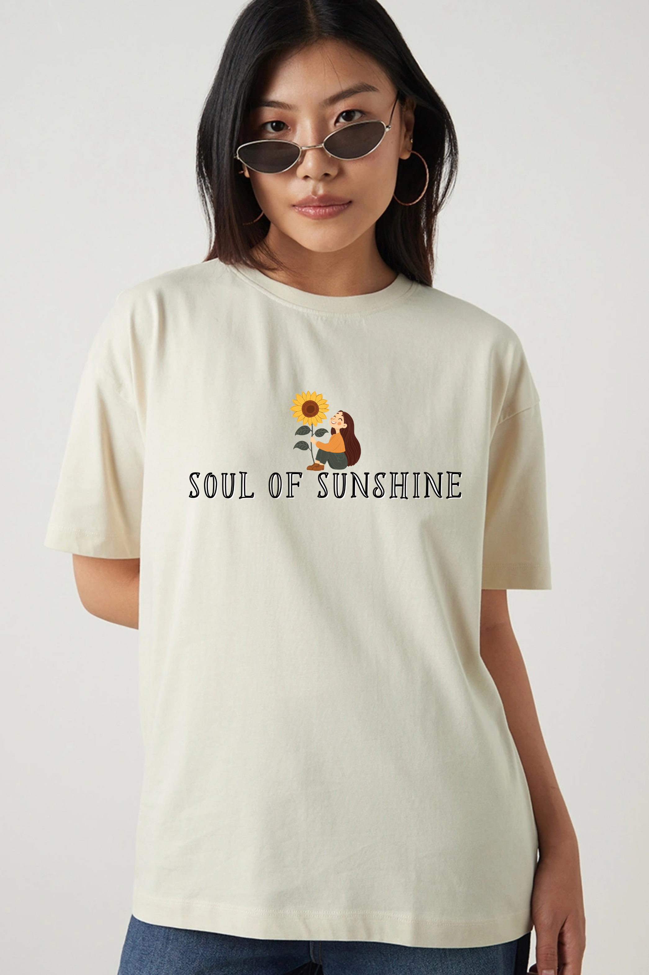 Soul Of Sunshine Graphic Printed Classic Oversized T-shirt For Women [240GSM]