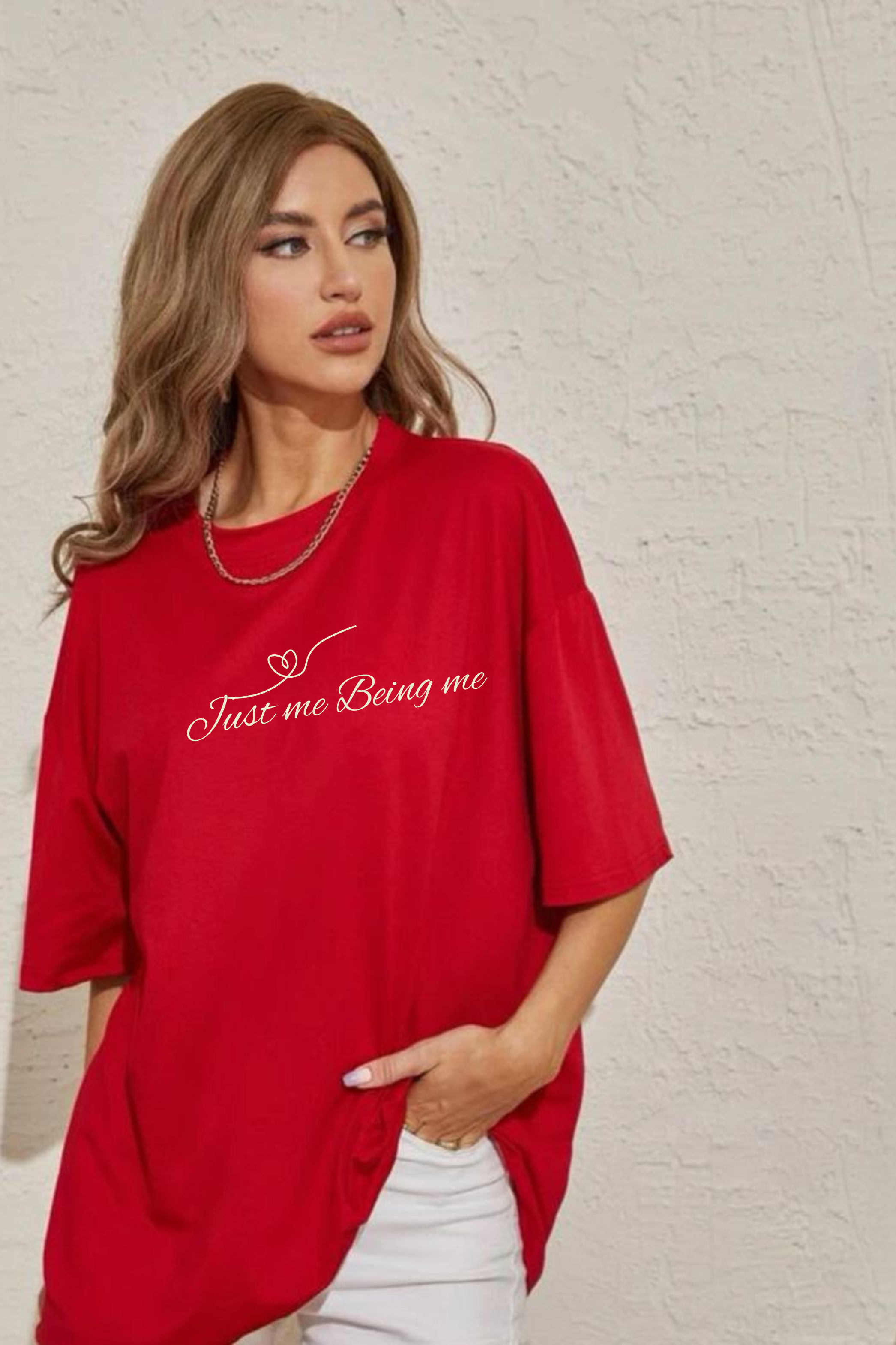 Just Me Being Me Graphic Printed Classic Oversized T-shirt For Women [240GSM]