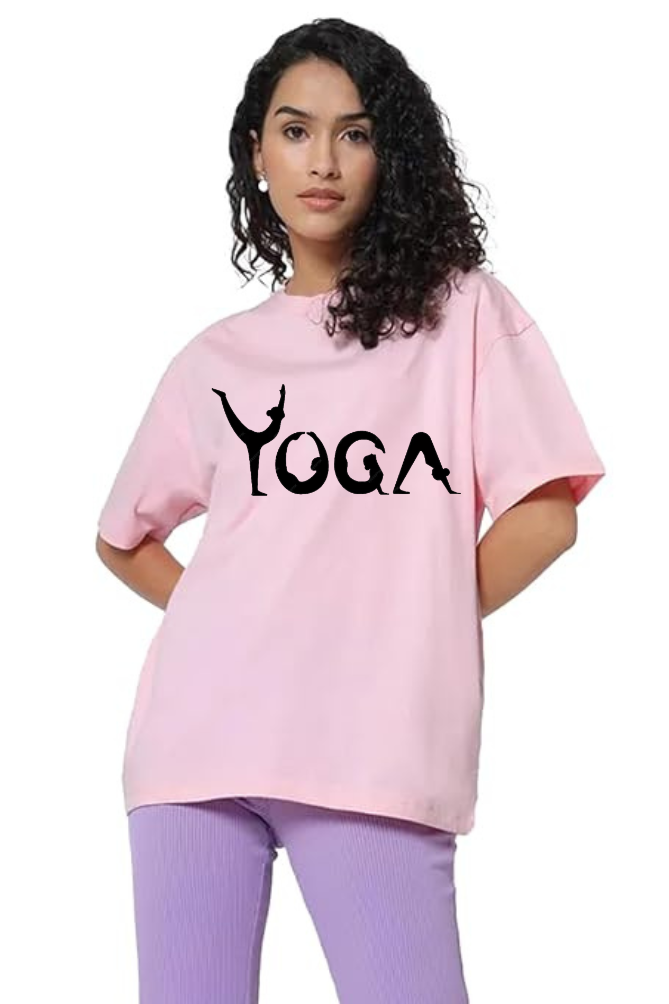 Yoga Graphic Printed Standard Oversized T-shirt for Women [180GSM]