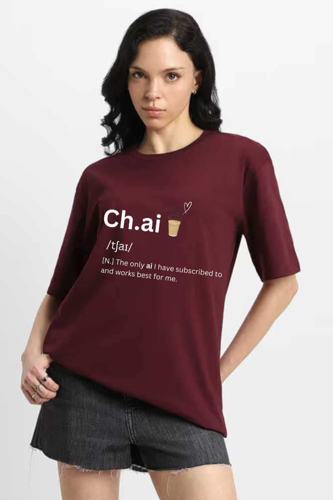 Chai Graphic Printed Classic Oversized T-shirt for Women [240GSM]