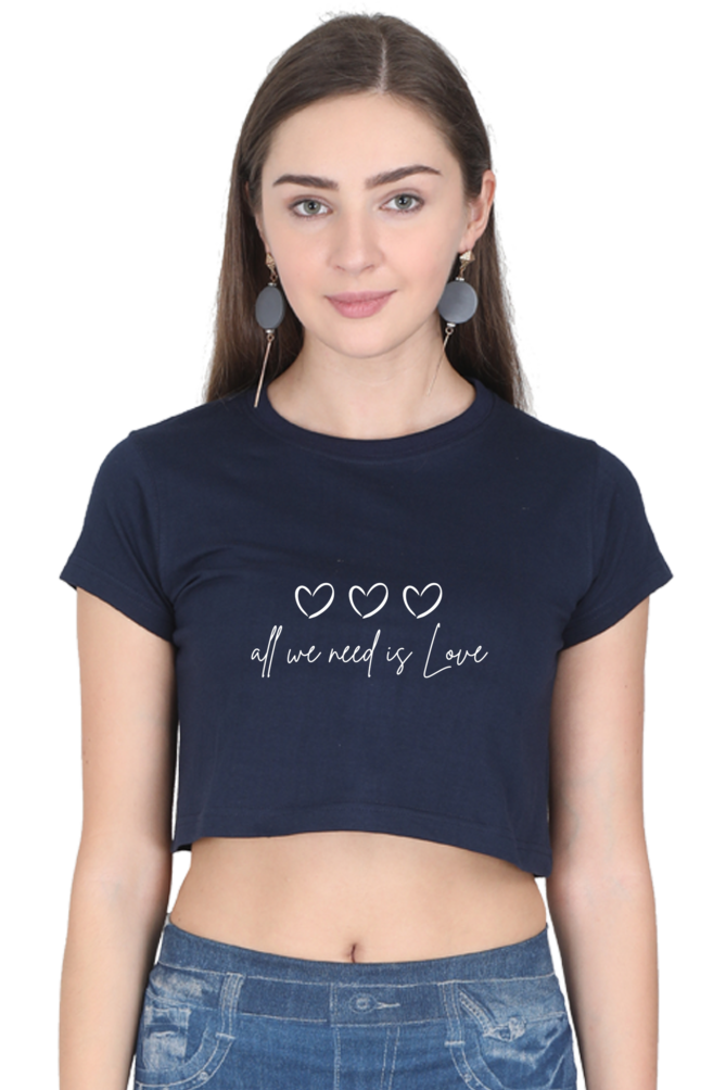 All We Need Is Love Printed Crop Top For Women
