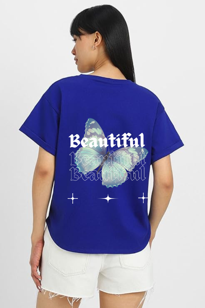 Beautiful Graphic Front And Back Printed Classic Oversized T-shirt for Women [240 GSM]