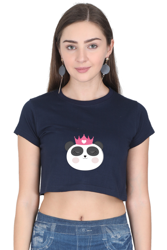 Cute Panda Printed Crop Top For Women