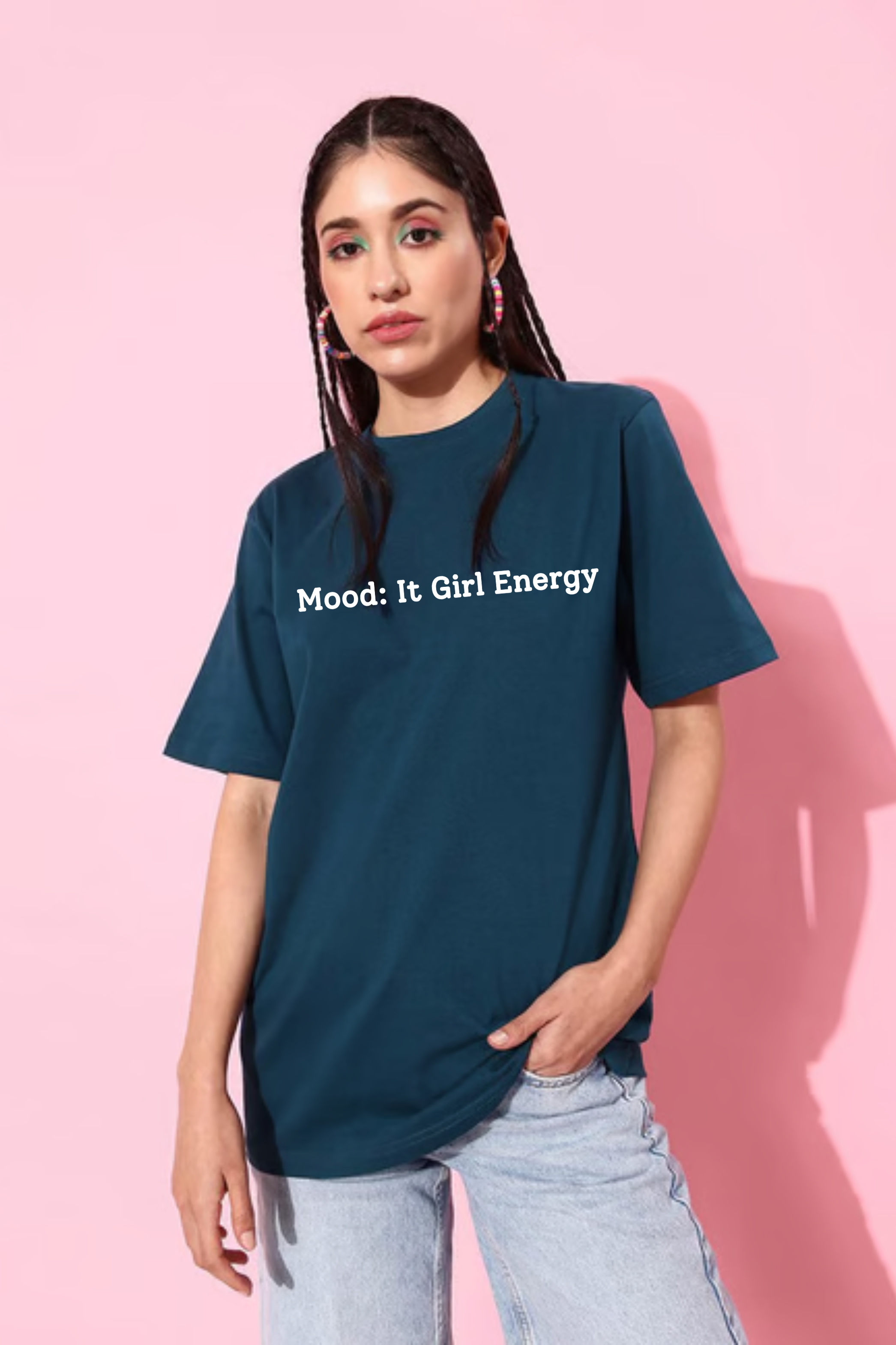 It Girl Energy Graphic Printed Classic Oversized T-shirt For Women [240GSM]