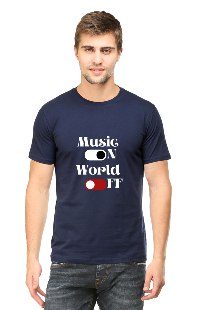 Music On World Off Printed T-shirt for Men