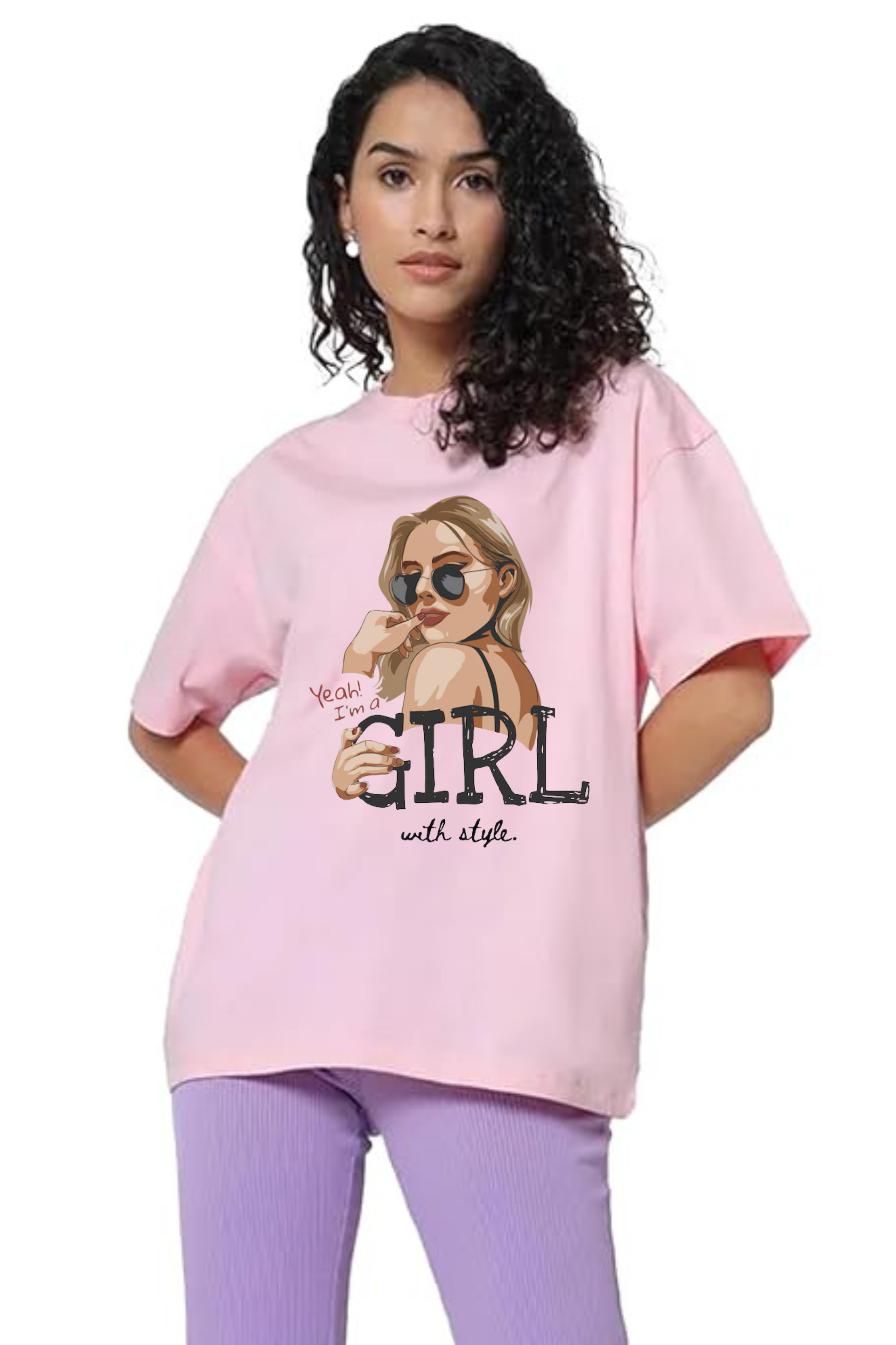I Am Girl With Style Graphic Printed Classic Oversized T-shirt For Women [240GSM]