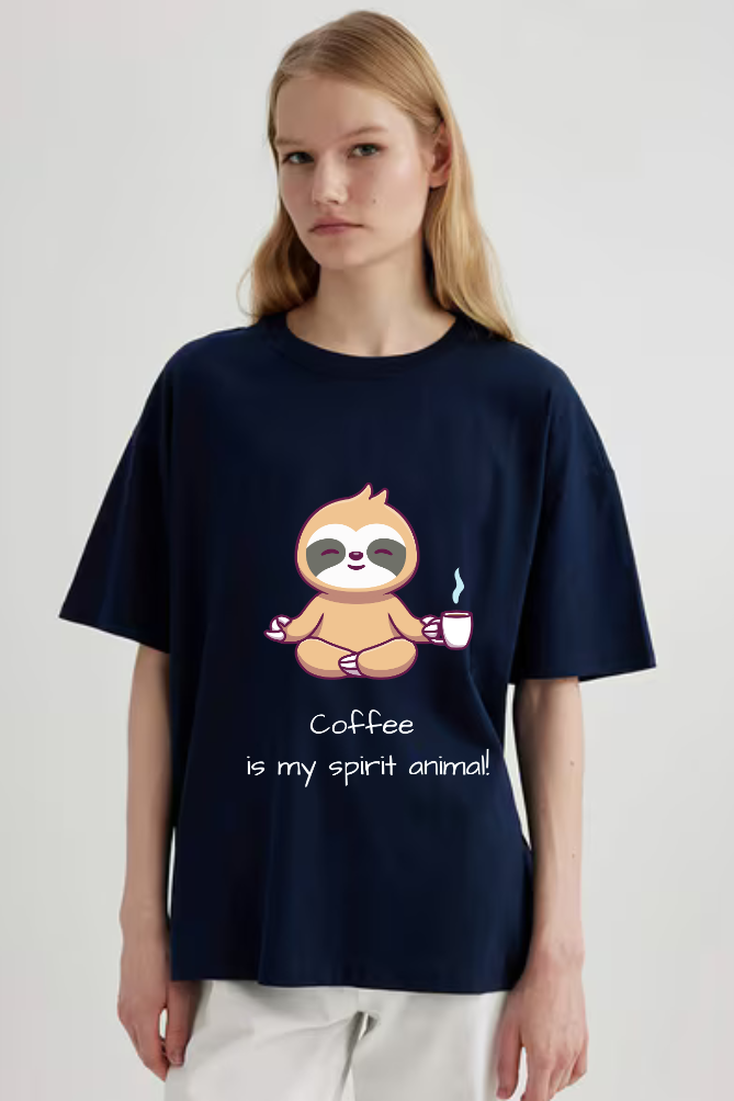 Coffee spirit Graphic  Printed Classic Oversized T-shirt for Women [240GSM]