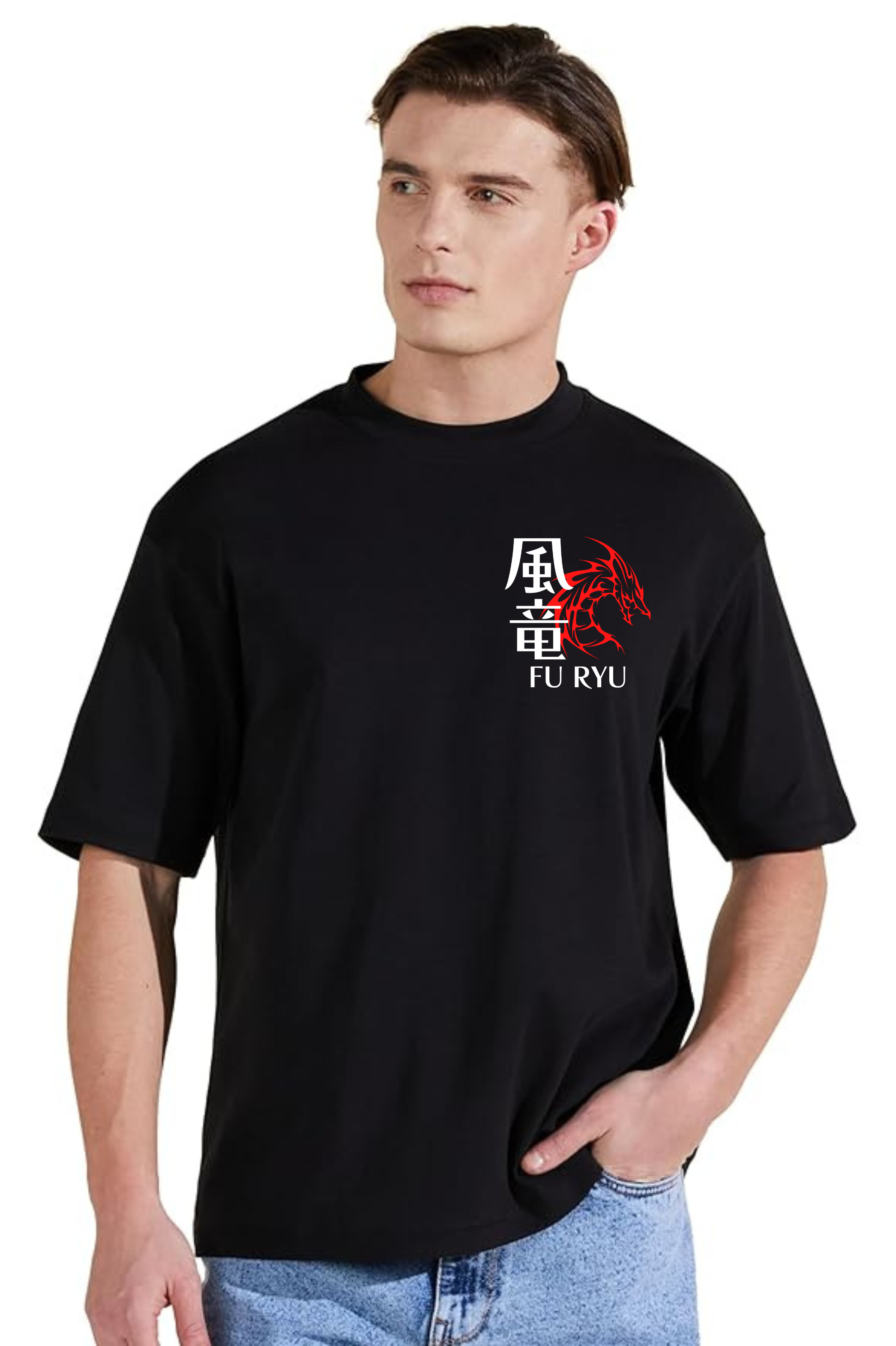 Dragon Graphic Printed Standard Oversized T-shirt for Men [180GSM]