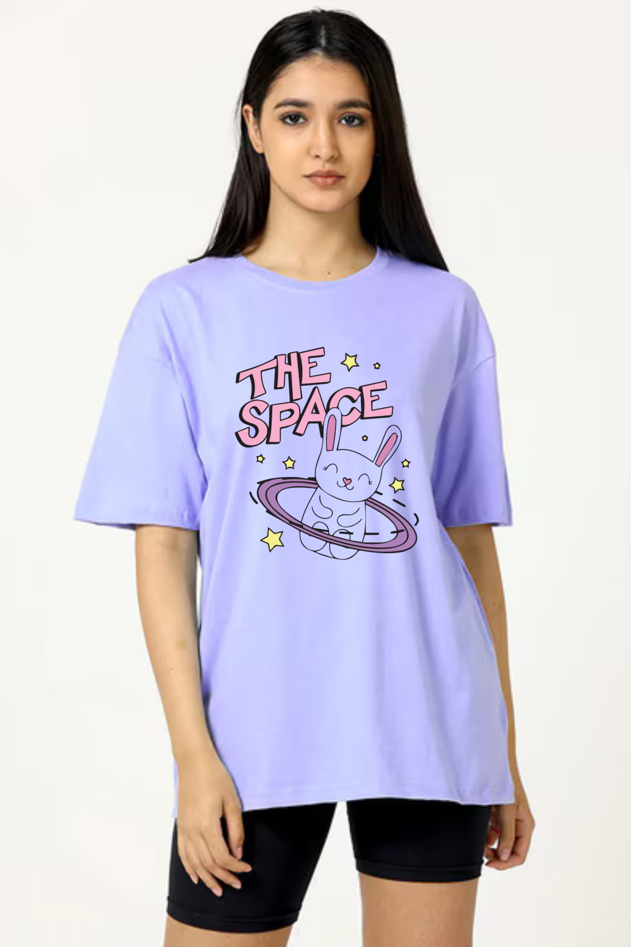 Space Bear Graphic Printed Classic Oversized T-shirt For Women 240GSM]