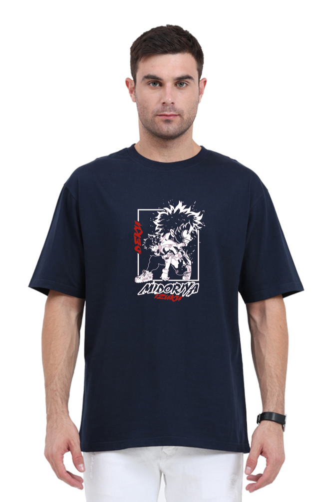 Izuku Anime Graphic Printed Classic Oversized T-shirt for Men [240GSM]