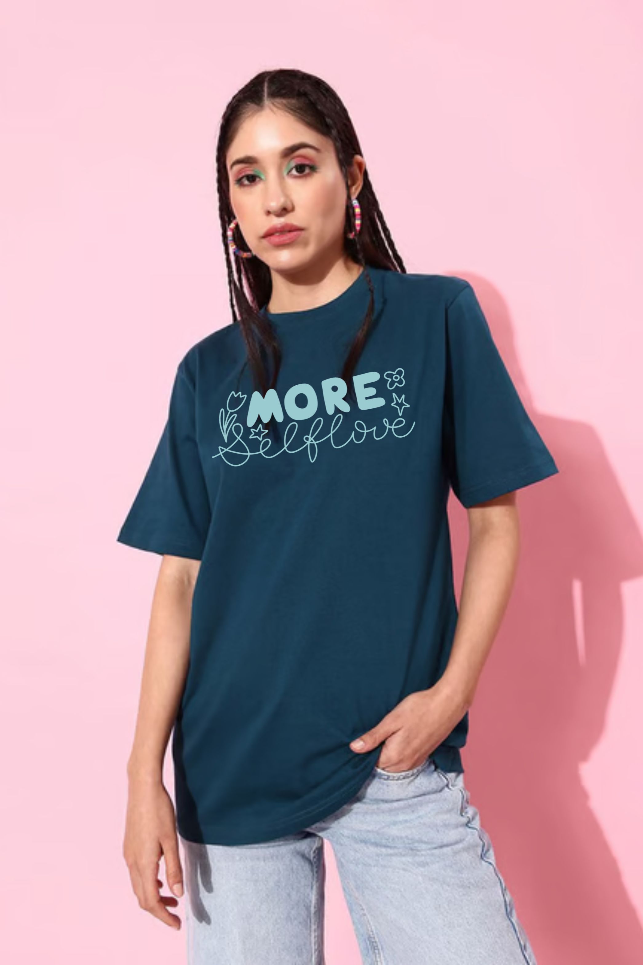 More Selflove Graphic Printed Classic Oversized T-shirt For Women [240GSM]