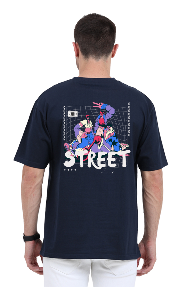 Korean Street Graphic Front And Back Printed Classic Oversized T-shirt for men [240GSM]