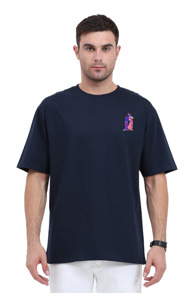 Korean Street Graphic Front And Back Printed Classic Oversized T-shirt for men [240GSM]