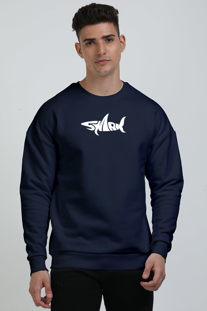 Shark Graphic Printed Oversized Sweatshirts For Men  [ Heavyweight 400 GSM ]