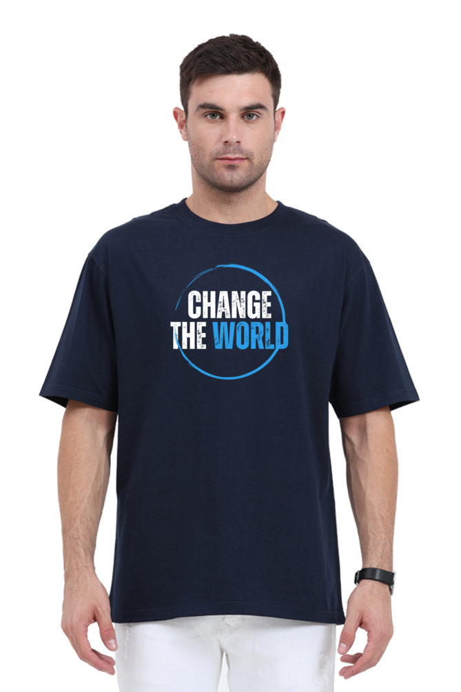 Change The World Graphic Printed Classic Oversized T-shirt for Men
