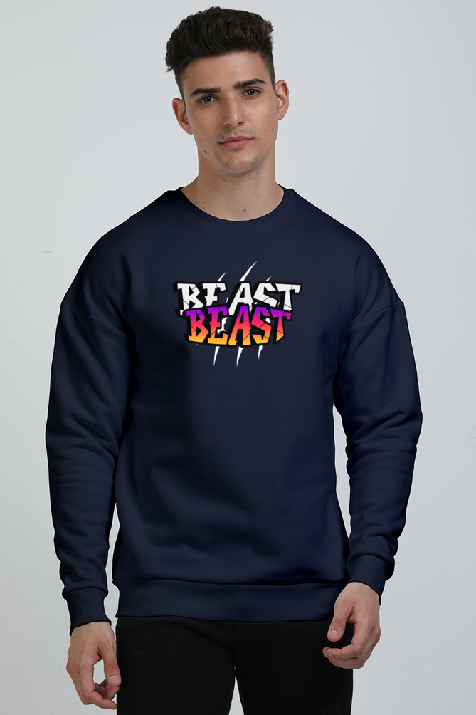 Beast Graphic Printed Oversized Sweatshirts For Men [ Heavyweight 400 GSM ]