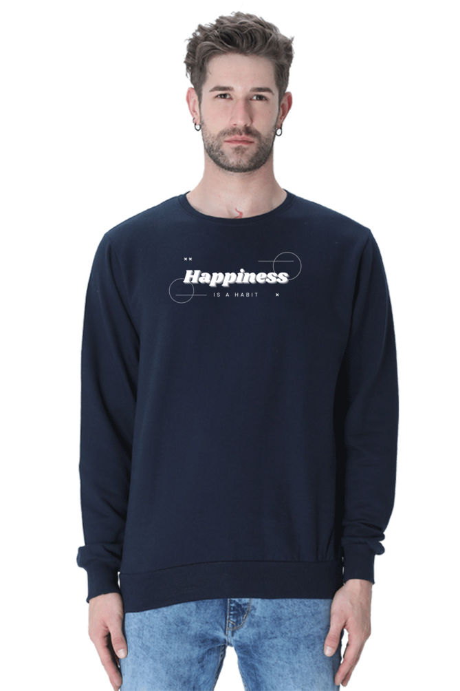Happiness Graphic Printed Sweatshirt For Men [Light Weighted 300 GSM ]