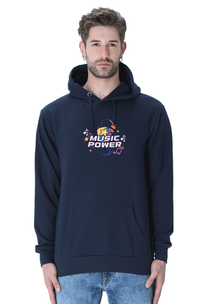 Music Is Power Graphic Printed Hoodie For Men  [Light Weighted 300 GSM ]