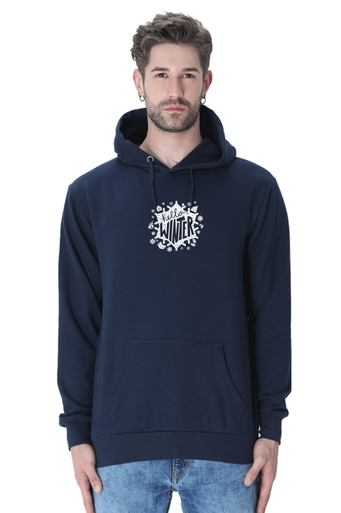 Hello Winter Graphic Printed Hoodie For Men  [Light Weighted 300 GSM ]