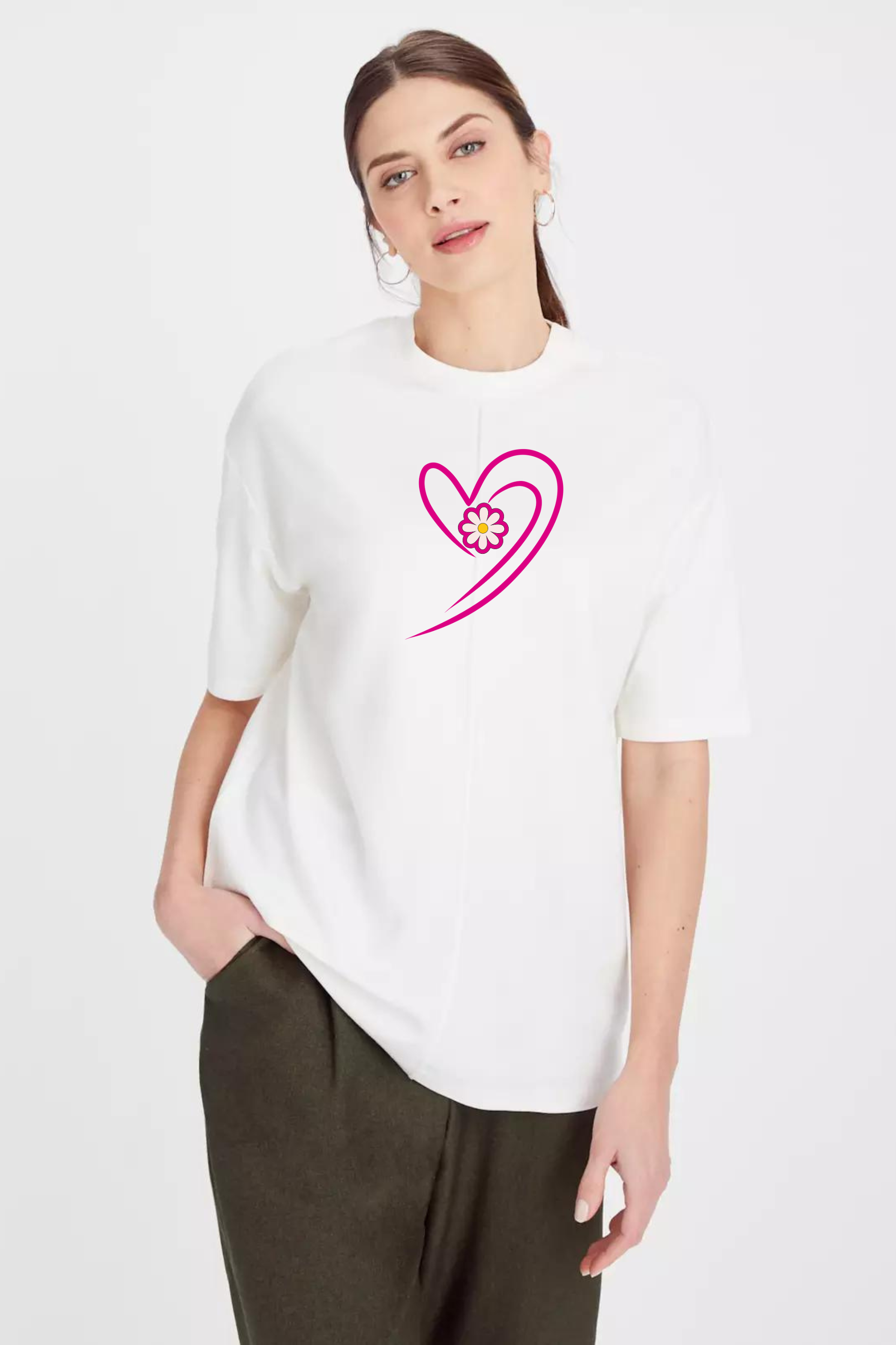 Love Never Fails  Classic Oversized Front and Back  Graphic Printed T-shirt for Women[240GSM]