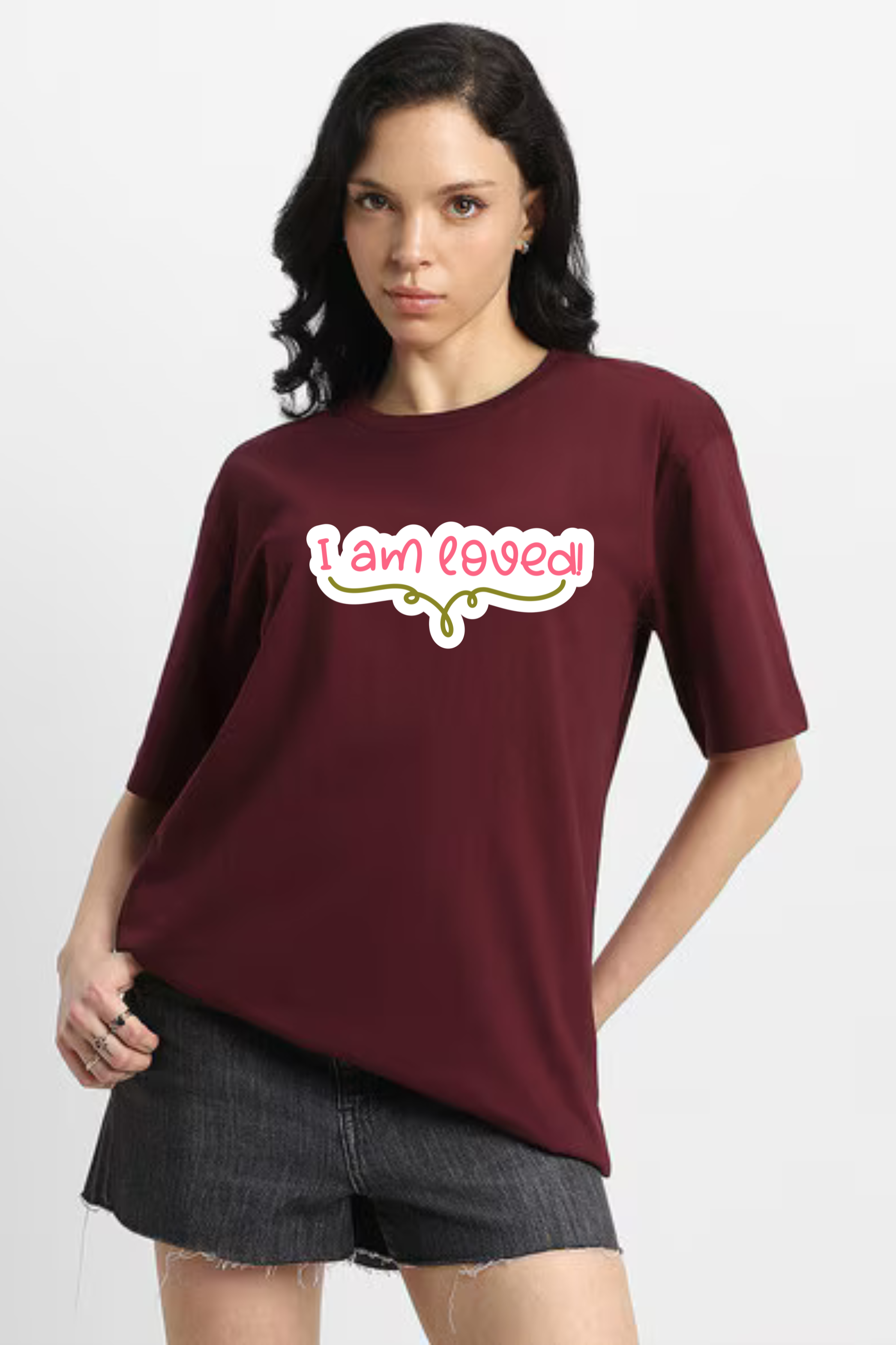 I Am Loved Graphic Printed Classic Oversized T-shirt For Women [240GSM]
