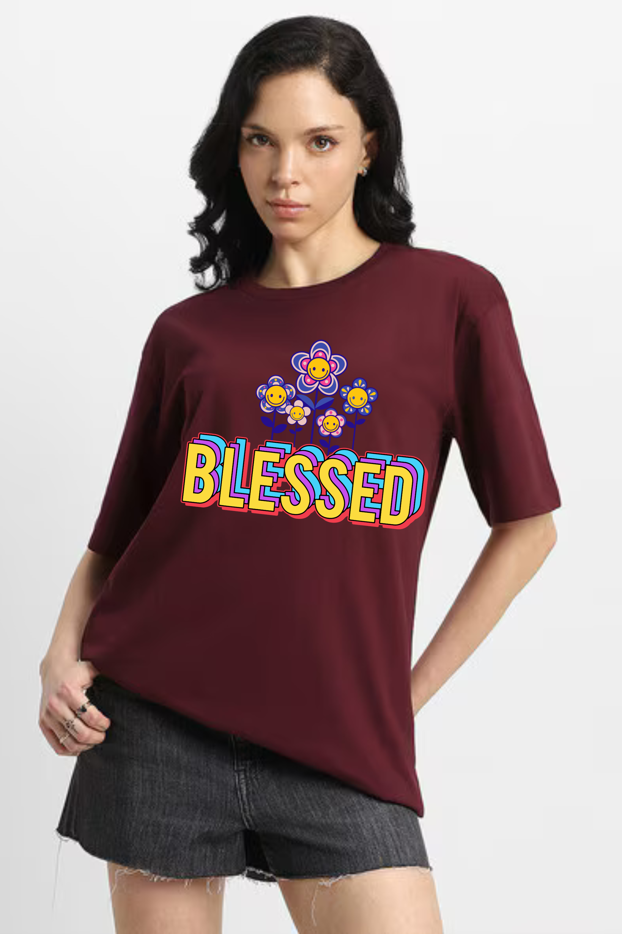 Blessed Graphic Classic Oversized T-shirt for Women [240 GSM]